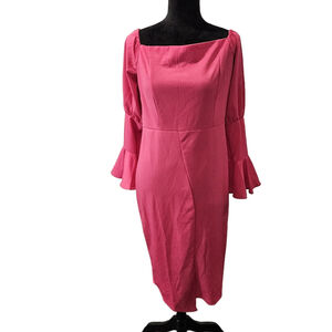 Pink Ruffle Sleeve Off the Shoulder Dress